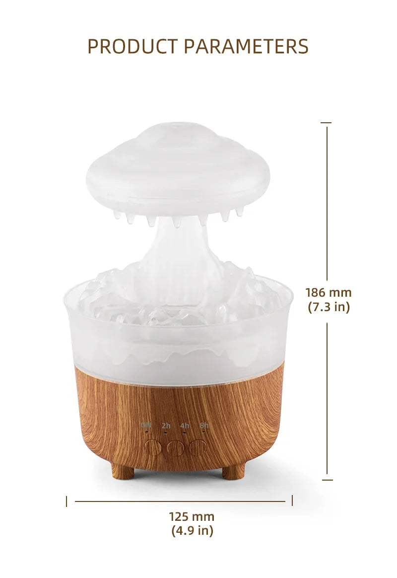 Ecoluxe™ Rain Cloud Humidifier | LED Ambient Lamp | Soothing Rainfall Mist | USB Powered & Ultra Quiet