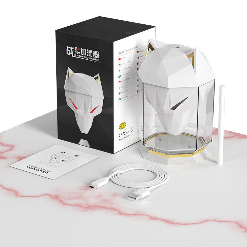 Ecoluxe™ | War Wolf Ultrasonic Air Humidifier | Colorful LED Lights | Nano Mist Air Diffuser | USB Powered | Desktop Cool Mist Spray
