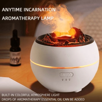 Ecoluxe™ | Flame Mist Aroma Diffuser | LED Fire Simulation Humidifier | Essential Oil Diffuser with Cool Mist & USB Power | Stress Relief Desk Decor