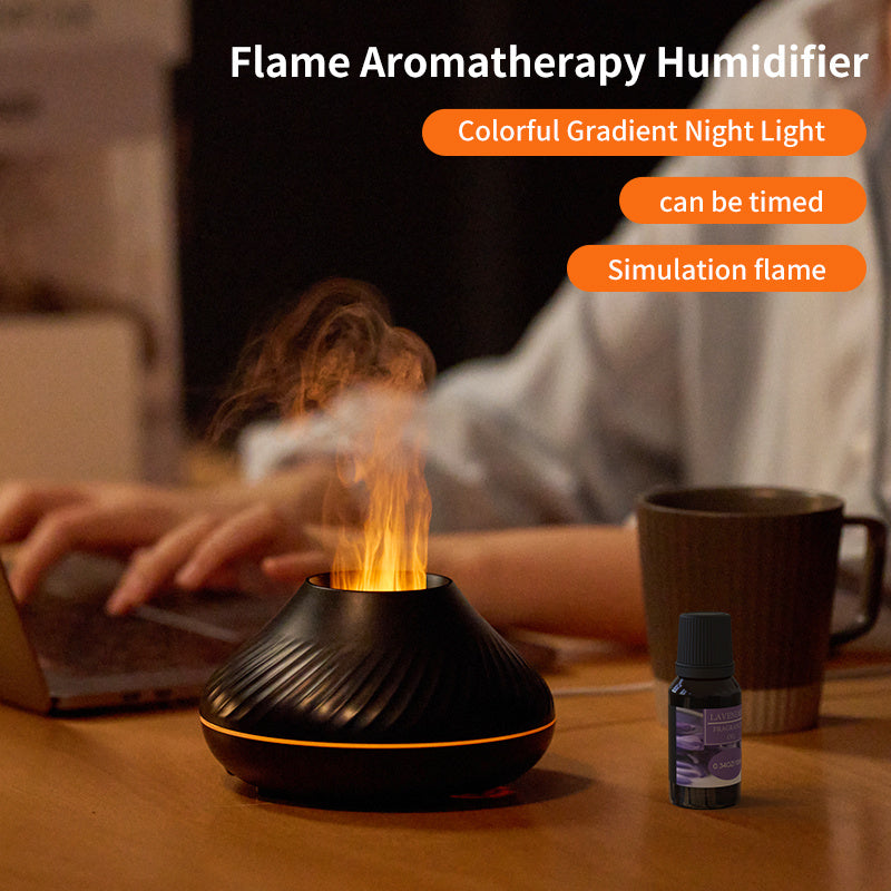 Ecoluxe™ | RGB Flame Aroma Diffuser | 3D Fire Mist Humidifier | 130ML Cool Mist Essential Oil Diffuser | Smart Color-Changing LED | Volcano Flame Effect