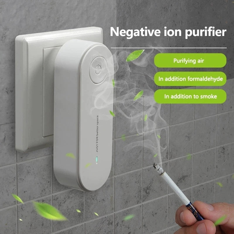 Ecoluxe™ Mini Negative Ion Air Purifier | Smoke & Odor Eliminator | Wall Plug-in | For Home, Office & Toilet