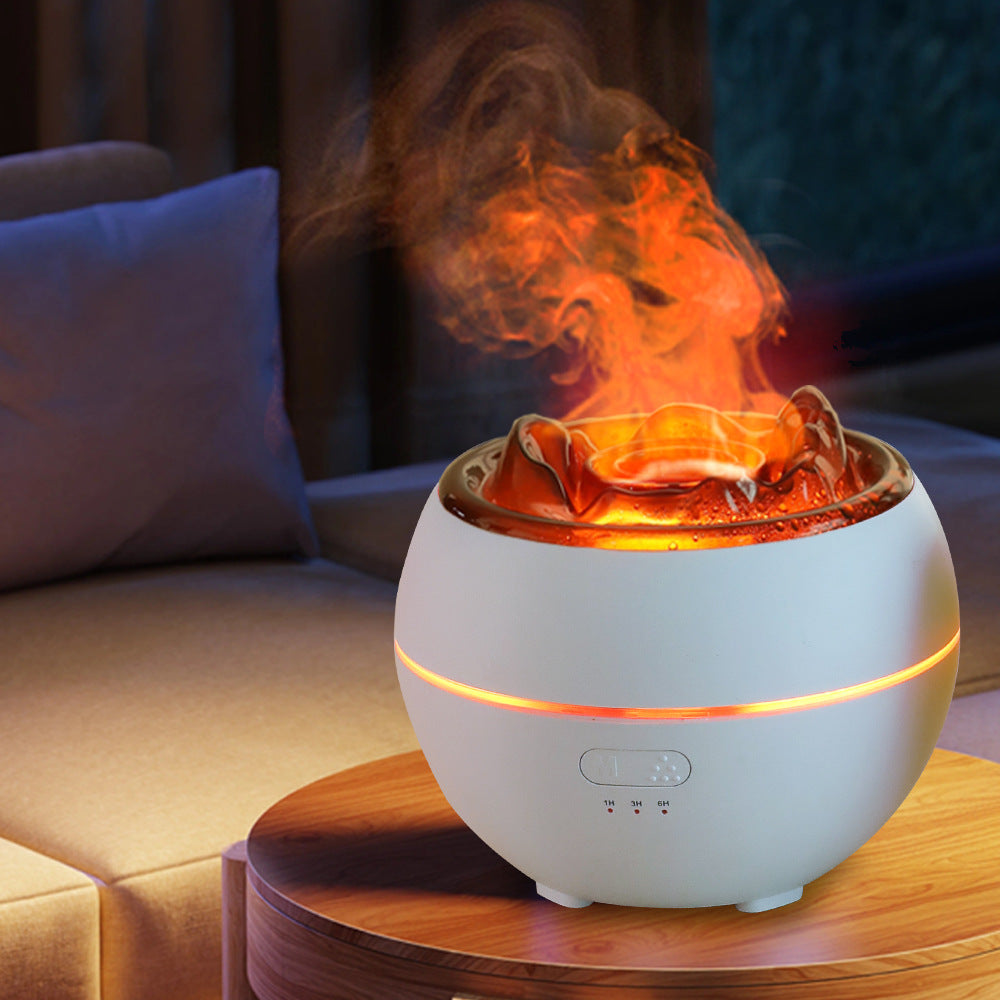 Ecoluxe™ | Flame Mist Aroma Diffuser | LED Fire Simulation Humidifier | Essential Oil Diffuser with Cool Mist & USB Power | Stress Relief Desk Decor