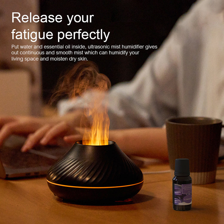 Ecoluxe™ | RGB Flame Aroma Diffuser | 3D Fire Mist Humidifier | 130ML Cool Mist Essential Oil Diffuser | Smart Color-Changing LED | Volcano Flame Effect