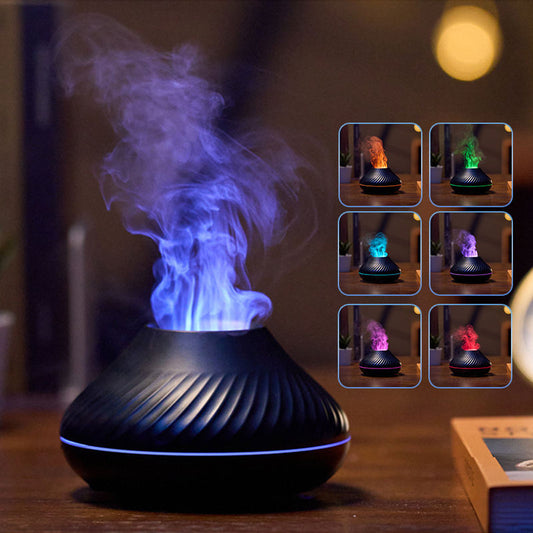 Ecoluxe™ | RGB Flame Aroma Diffuser | 3D Fire Mist Humidifier | 130ML Cool Mist Essential Oil Diffuser | Smart Color-Changing LED | Volcano Flame Effect