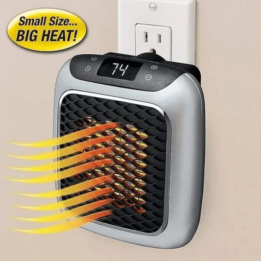 Space Heater – Digital Electric Heater, Wall Outlet Plug, Compact Small Fan Home Warmer
