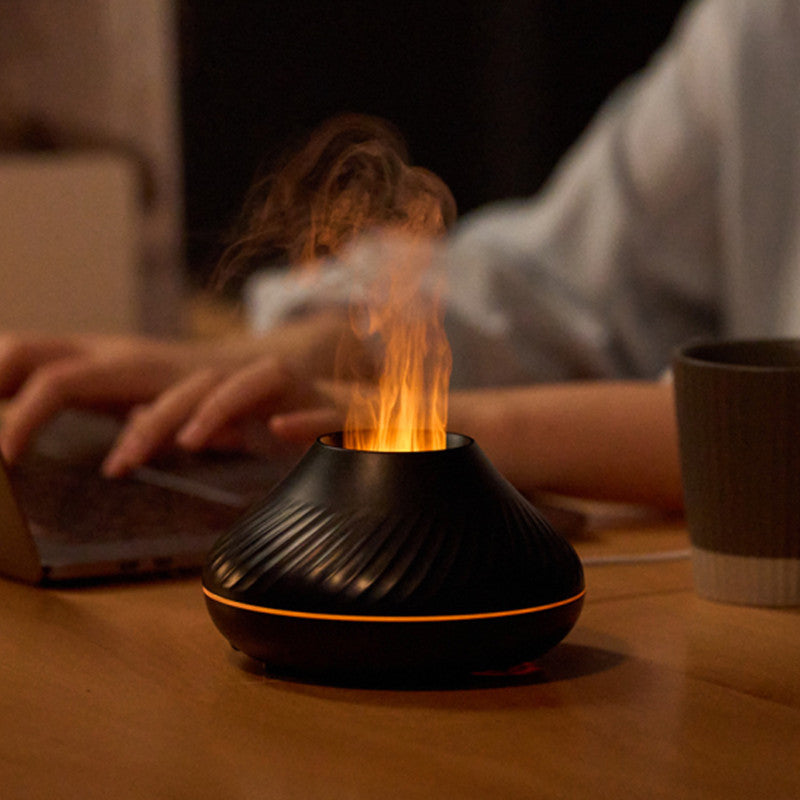 Ecoluxe™ | RGB Flame Aroma Diffuser | 3D Fire Mist Humidifier | 130ML Cool Mist Essential Oil Diffuser | Smart Color-Changing LED | Volcano Flame Effect