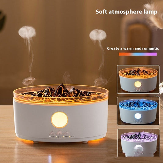 Ecoluxe™ | Volcano Aromatherapy Diffuser | LED Mist Humidifier with Mountain Design | Desktop Cool Mist Essential Oil Diffuser | Crackle Texture Finish