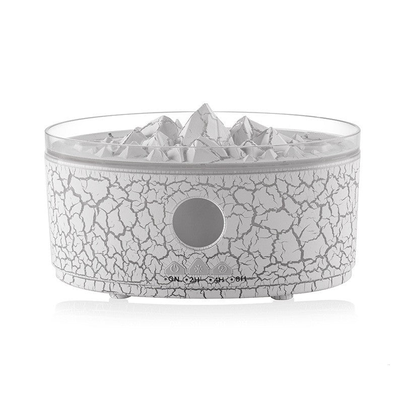 Ecoluxe™ | Volcano Aromatherapy Diffuser | LED Mist Humidifier with Mountain Design | Desktop Cool Mist Essential Oil Diffuser | Crackle Texture Finish