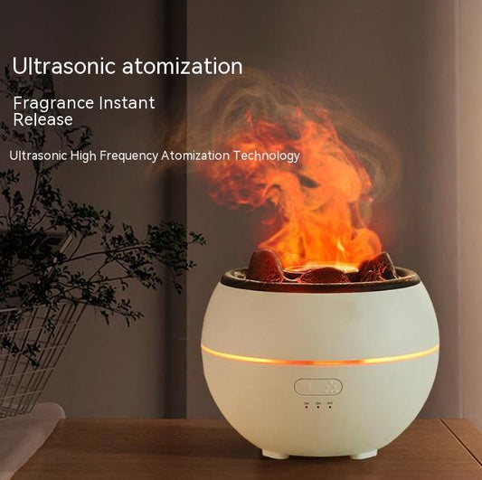Ecoluxe™ | Flame Mist Aroma Diffuser | LED Fire Simulation Humidifier | Essential Oil Diffuser with Cool Mist & USB Power | Stress Relief Desk Decor